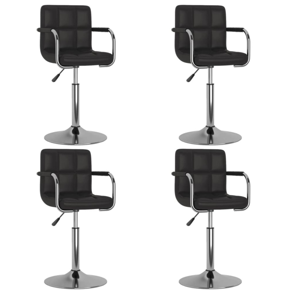 vidaXL Scaune de bucătărie pivotante, 4 buc., negru, piele ecologică