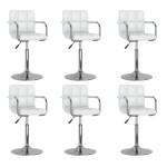 vidaXL Scaune de bucătărie pivotante, 6 buc., alb, piele ecologică vidaXL Scaune de bucătărie pivotante, 6 buc., alb, piele ecologică