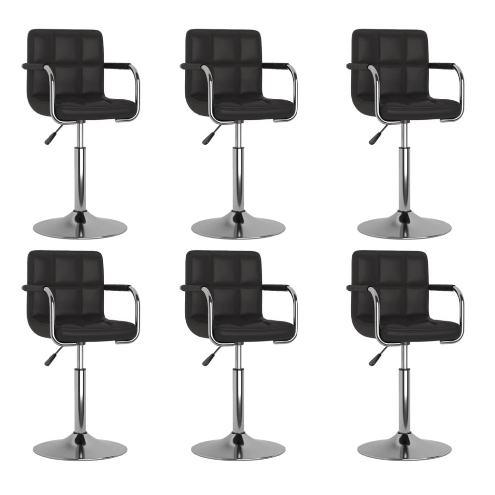 vidaXL Scaune de bucătărie pivotante, 6 buc., negru, piele ecologică