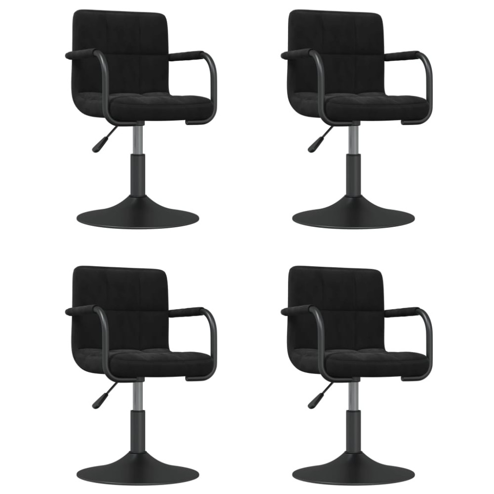 vidaXL Scaune de masă pivotante, 4 buc., negru, catifea