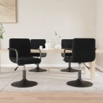 vidaXL Scaune de masă pivotante, 4 buc., negru, catifea