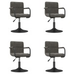 vidaXL Scaune de bucătărie pivotante, 4 buc., gri închis, catifea