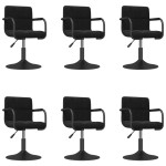 vidaXL Scaune de sufragerie pivotante 6 buc, negru, catifea