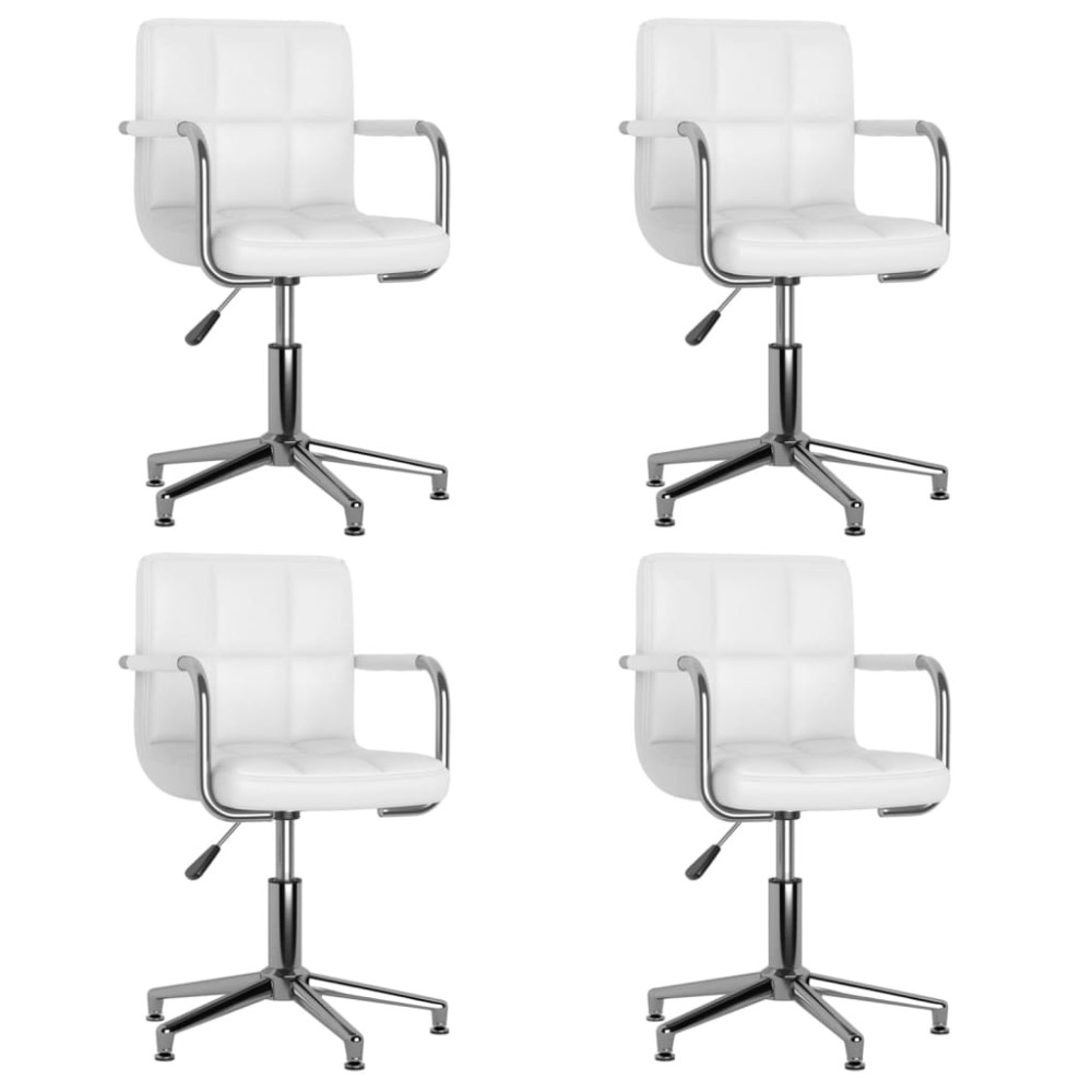 vidaXL Scaune de masă pivotante, 4 buc., alb, piele ecologică