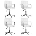 vidaXL Scaune de masă pivotante, 4 buc., alb, piele ecologică
