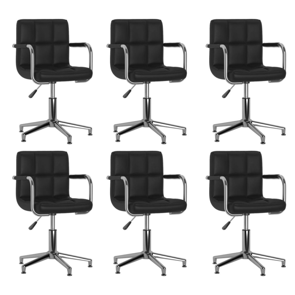 vidaXL Scaune de bucătărie pivotante, 6 buc., negru, piele ecologică