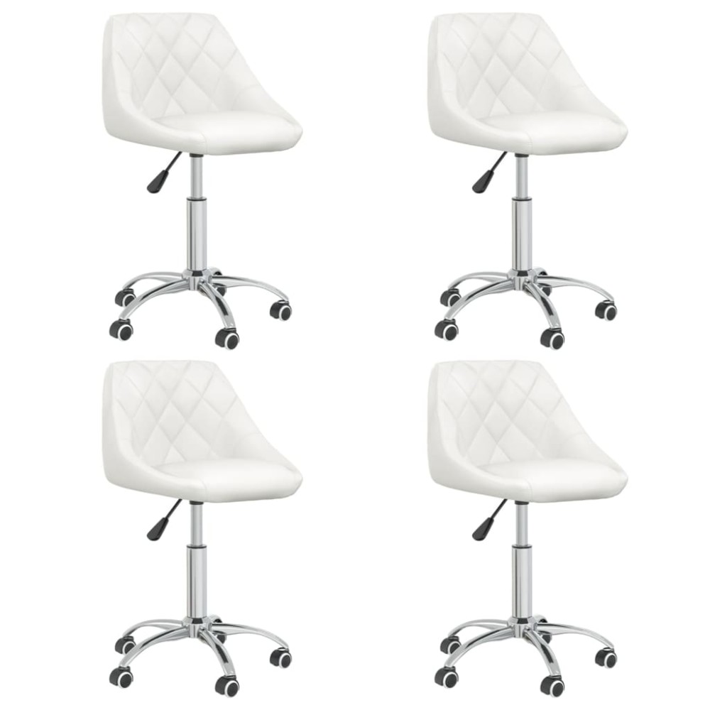 vidaXL Scaune de masă pivotante, 4 buc., alb, piele ecologică