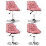 vidaXL Scaune de masă pivotante, 4 buc, roz, catifea
