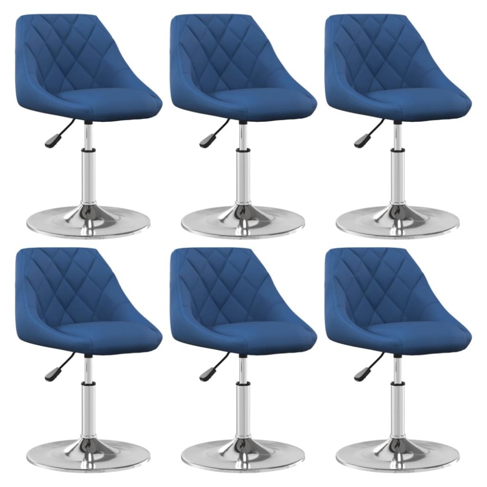vidaXL Scaune de sufragerie pivotante, 6 buc, albastru, catifea