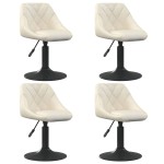 vidaXL Scaune de masă pivotante, 4 buc., crem, catifea vidaXL Scaune de masă pivotante, 4 buc., crem, catifea
