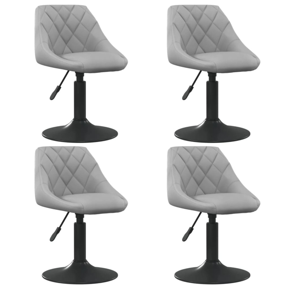 vidaXL Scaune de masă pivotante, 4 buc., gri deschis, catifea