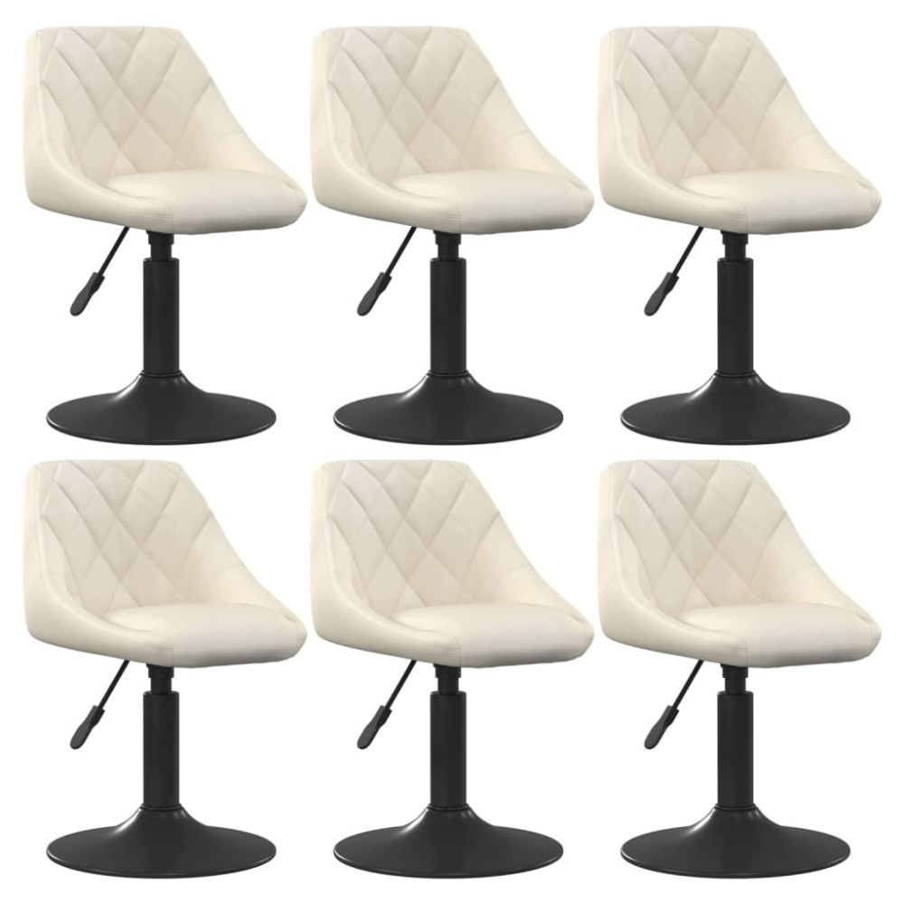 vidaXL Scaune de sufragerie pivotante 6 buc, crem, catifea