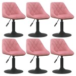 vidaXL Scaune de sufragerie pivotante 6 buc, roz, catifea vidaXL Scaune de sufragerie pivotante 6 buc, roz, catifea