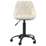 vidaXL Scaun de birou, crem, catifea vidaXL Scaun de birou, crem, catifea