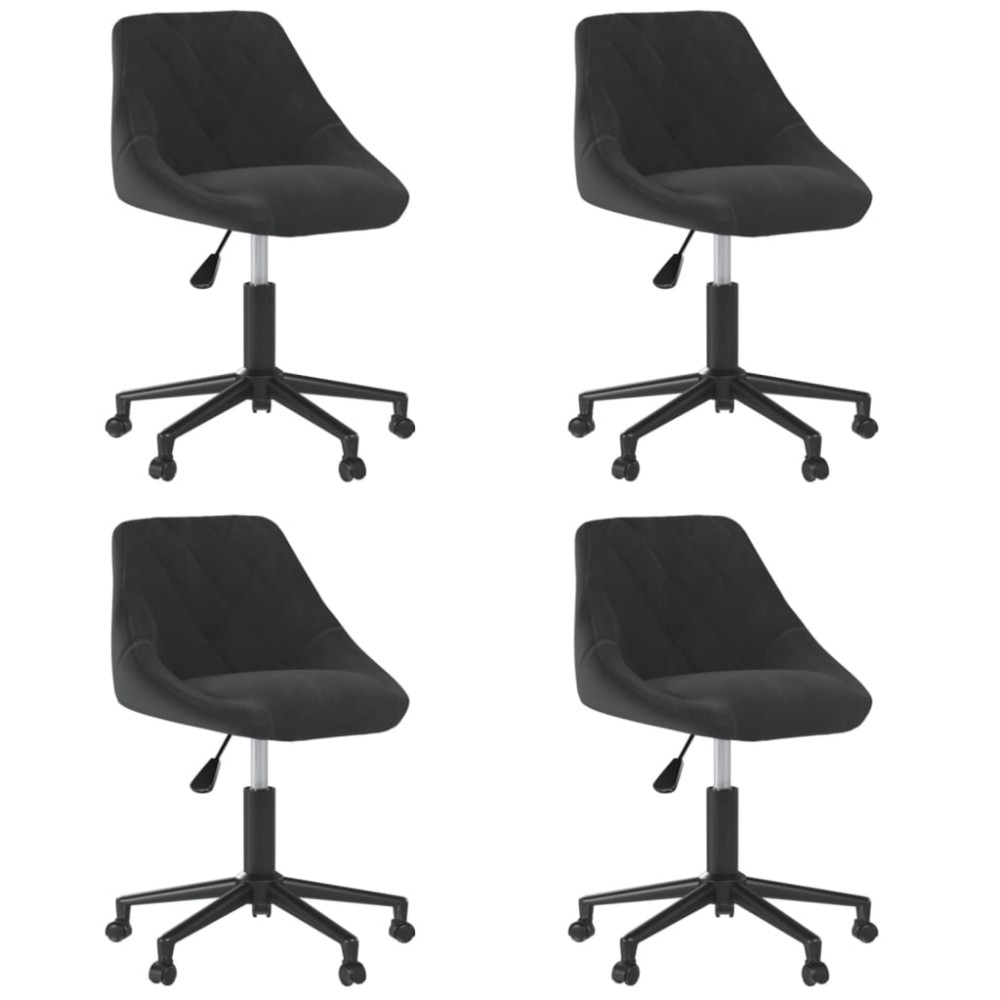 vidaXL Scaune de masă pivotante, 4 buc., negru, catifea