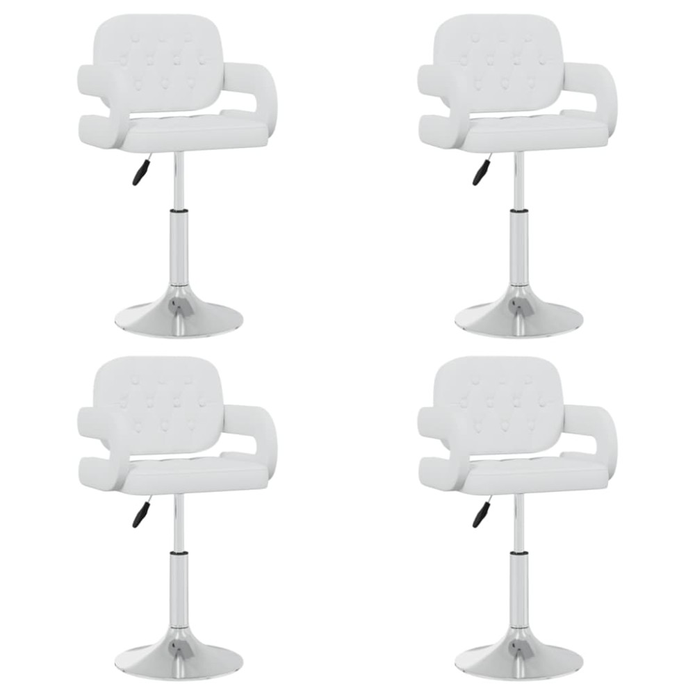 vidaXL Scaune de masă pivotante, 4 buc., alb, piele ecologică