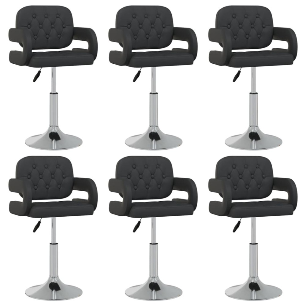 vidaXL Scaune de bucătărie pivotante, 6 buc., negru, piele ecologică