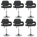vidaXL Scaune de bucătărie pivotante, 6 buc., negru, piele ecologică