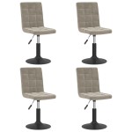 vidaXL Scaune de masă pivotante, 4 buc., gri deschis, catifea