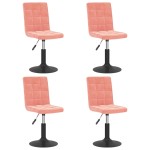 vidaXL Scaune de masă pivotante, 4 buc, roz, catifea