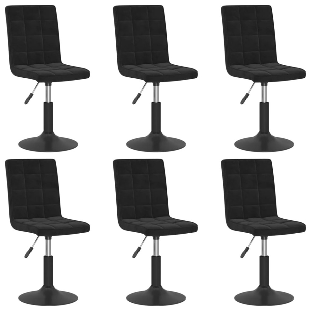 vidaXL Scaune de sufragerie pivotante 6 buc, negru, catifea