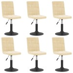 vidaXL Scaune de sufragerie pivotante 6 buc, crem, catifea