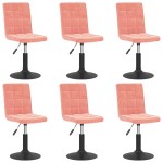 vidaXL Scaune de sufragerie pivotante 6 buc, roz, catifea vidaXL Scaune de sufragerie pivotante 6 buc, roz, catifea