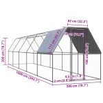 vidaXL Coteț de exterior pentru păsări, 2x10x2 m, oțel zincat vidaXL Coteț de exterior pentru păsări, 2x10x2 m, oțel zincat