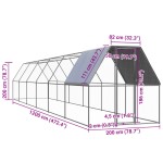 vidaXL Coteț de exterior pentru păsări, 2x12x2 m, oțel zincat vidaXL Coteț de exterior pentru păsări, 2x12x2 m, oțel zincat