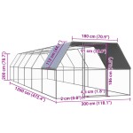 vidaXL Coteț de păsări pentru exterior, 3x12x2 m, oțel zincat