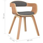 vidaXL Scaun de bucătărie, gri deschis, lemn curbat & țesătură vidaXL Scaun de bucătărie, gri deschis, lemn curbat & țesătură