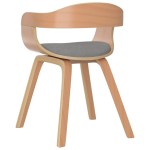 vidaXL Scaun de bucătărie, gri taupe, lemn curbat și material textil