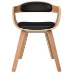 vidaXL Scaune de sufragerie 6 buc., negru, lemn curbat/piele ecologică