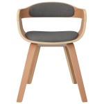 vidaXL Scaune de bucătărie, 6 buc., gri deschis, lemn curbat și textil