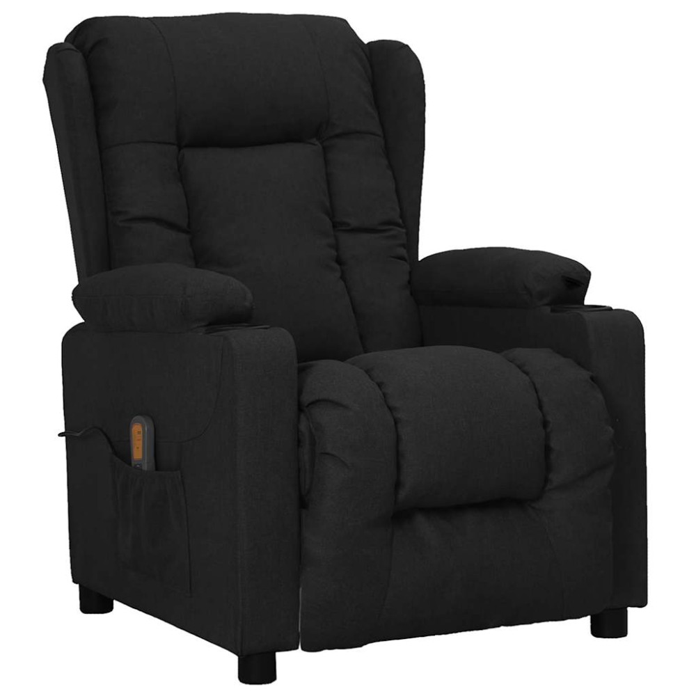 vidaXL Fotoliu de masaj cu ridicare, negru, material textil