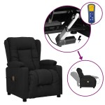 vidaXL Fotoliu de masaj cu ridicare, negru, material textil vidaXL Fotoliu de masaj cu ridicare, negru, material textil