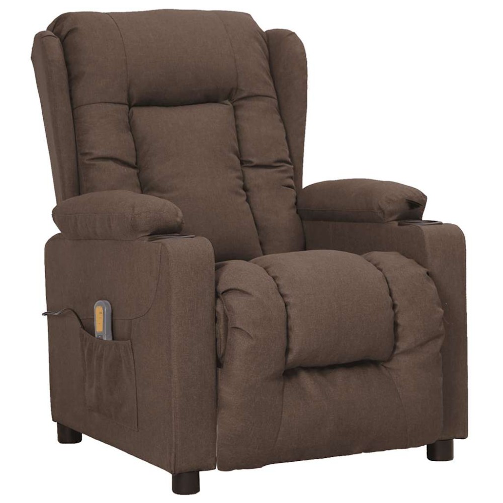 vidaXL Fotoliu de masaj cu ridicare, gri taupe, material textil