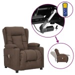 vidaXL Fotoliu de masaj cu ridicare, gri taupe, material textil vidaXL Fotoliu de masaj cu ridicare, gri taupe, material textil