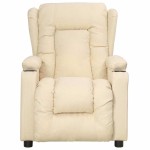 vidaXL Fotoliu de masaj cu ridicare, crem, material textil vidaXL Fotoliu de masaj cu ridicare, crem, material textil