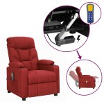 vidaXL Fotoliu de masaj cu ridicare, roșu vin, material textil vidaXL Fotoliu de masaj cu ridicare, roșu vin, material textil
