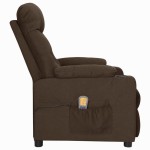 vidaXL Fotoliu de masaj cu ridicare, maro închis, material textil vidaXL Fotoliu de masaj cu ridicare, maro închis, material textil