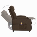 vidaXL Fotoliu de masaj cu ridicare, maro închis, material textil vidaXL Fotoliu de masaj cu ridicare, maro închis, material textil
