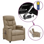 vidaXL Fotoliu de masaj cu ridicare, gri taupe, material textil vidaXL Fotoliu de masaj cu ridicare, gri taupe, material textil