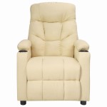 vidaXL Fotoliu de masaj cu ridicare, crem, material textil vidaXL Fotoliu de masaj cu ridicare, crem, material textil