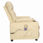 vidaXL Fotoliu de masaj cu ridicare, crem, material textil vidaXL Fotoliu de masaj cu ridicare, crem, material textil