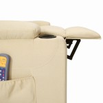 vidaXL Fotoliu de masaj cu ridicare, crem, material textil vidaXL Fotoliu de masaj cu ridicare, crem, material textil