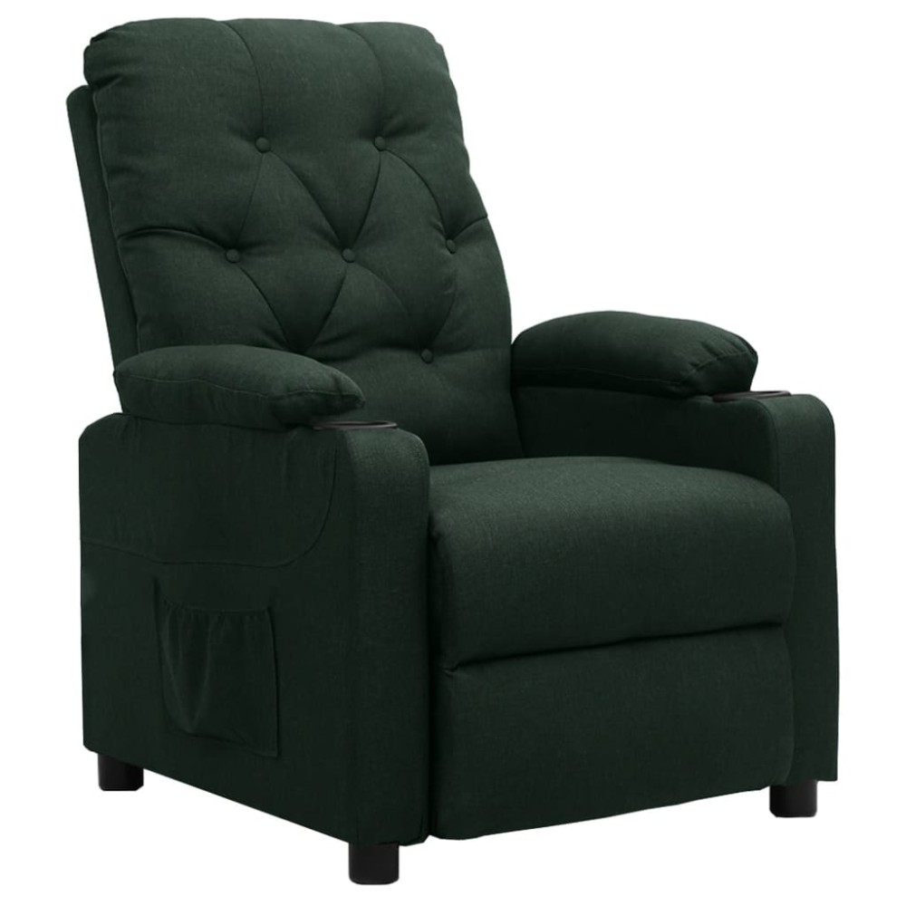 vidaXL Fotoliu cu ridicare, verde închis, material textil