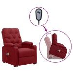 vidaXL Fotoliu de masaj cu ridicare, roșu vin, material textil vidaXL Fotoliu de masaj cu ridicare, roșu vin, material textil