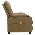 vidaXL Fotoliu masaj cu ridicare verticală, cappuccino piele ecologică