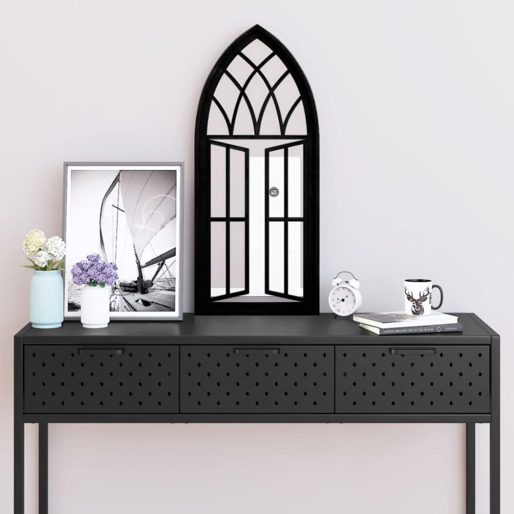 vidaXL Oglindă,negru, 70x30 cm,fier, pentru utilizare în interior